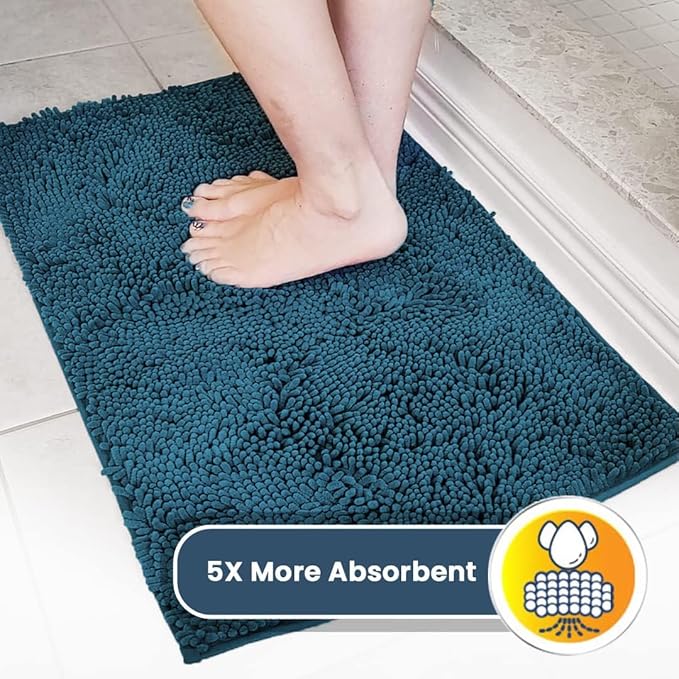 Muddy Mat® | Super Absorbent Door Mat Indoor, Microfiber Quick Dry Chenille Entryway Rug, Non-Slip Front Door Mat, Indoor Mats for Entryway, Machine Washable Pet Rug, Atlantic Blue 3ft x 8ft