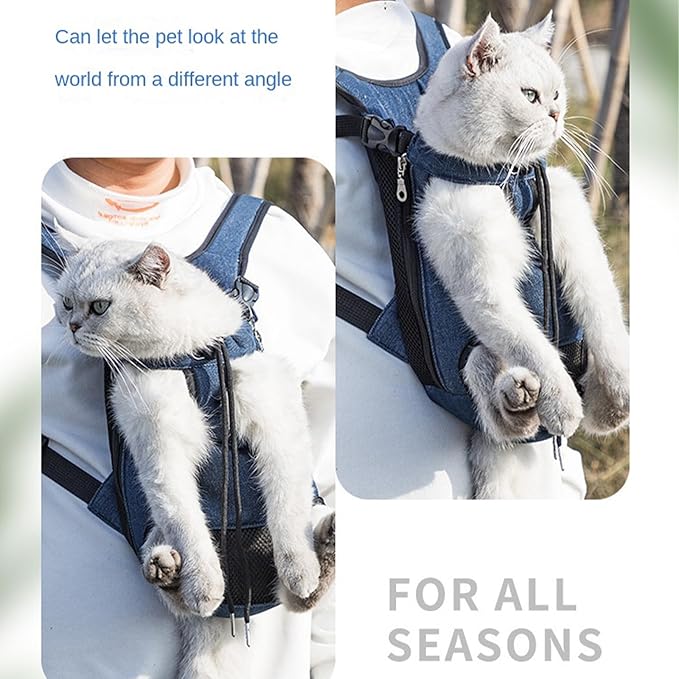 Portable Pet Carrier Backpack, Adjustable Pet Front Cat Dog Carrier Backpack Travel Bag for Small Medium Dogs Cats Puppies, Cat Backpack Carrier for Hiking Cycling (M, S)