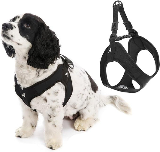Gooby Escape Free Easy Fit Harness - Black, Large - No Pull Step-in Patented Small Dog Harness with Quick Release Buckle - Perfect On the Go No Pull Harness for Small Dogs or Medium Dog Harness