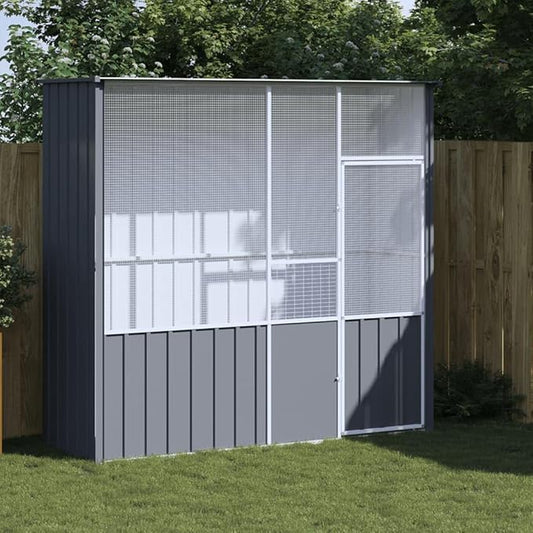 Bird Cage Galvanized Steel, Large Bird Cage with Wire Mesh Grids and Lockable Door, Aviary Spacious and Versatile Cage Ideal for Birds, Rabbits, Chickens, Anthracite 84.6"x30.7"x78.7"