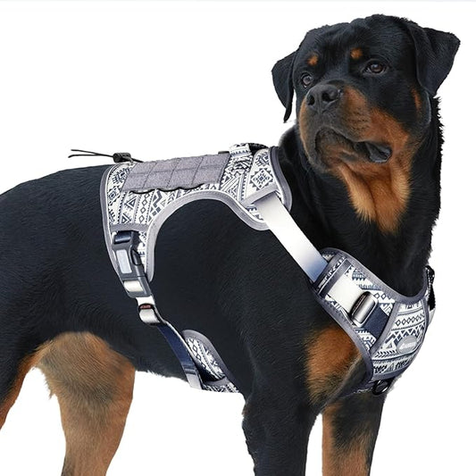 AUROTH Tactical Dog Harness for Large Dogs No Pull Adjustable Pet Harness Reflective K25 Working Training Easy Control Pet Vest Military Service Dog Harnesses