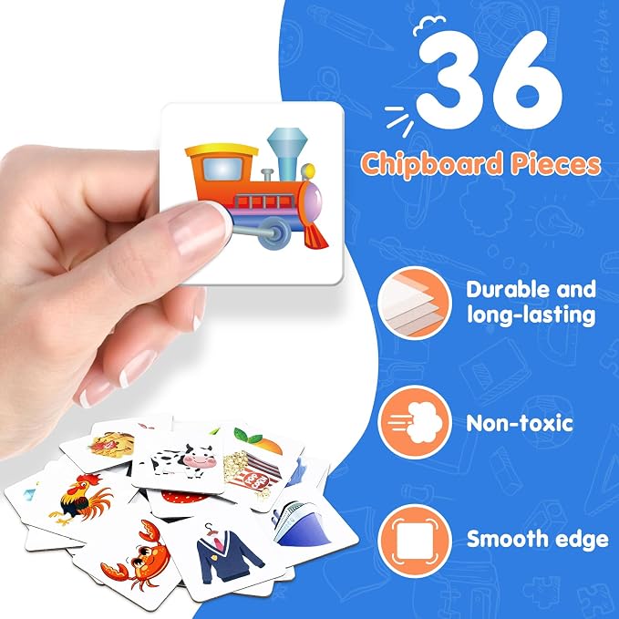 EAMAY Building Language and Matching Games Set with 6 Sorting Mats and 36 Everyday Objects Pieces Special Education Classroom,Sorting Toys for Toddlers 1-3