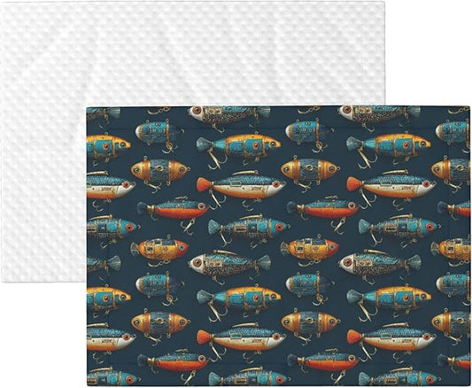 Waterproof Dog Blanket Soft Pet Blanket for Puppy Cat, Fleece Cat Throw Blankets for Furniture Bed Couch Sofa Reversible - Colorful Fishing Lures 2
