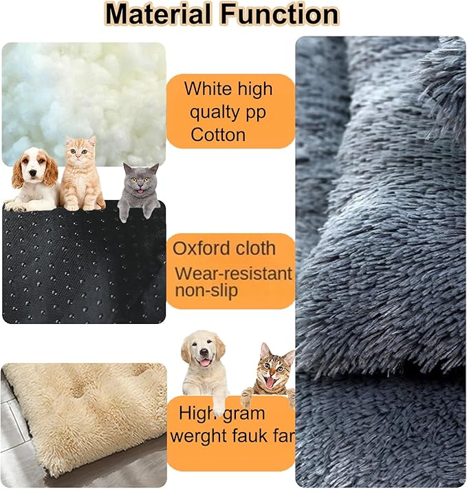 Dog Crate Mat, Dog Bed for Large Dogs, Comfy Fluffy Kennel Pad Anti-Slip for Dog beds & Furniture, Quilted Dog Bed for Pets for Medium/Small Dogs Cats (Color : Brown 2, Size : 36x25)