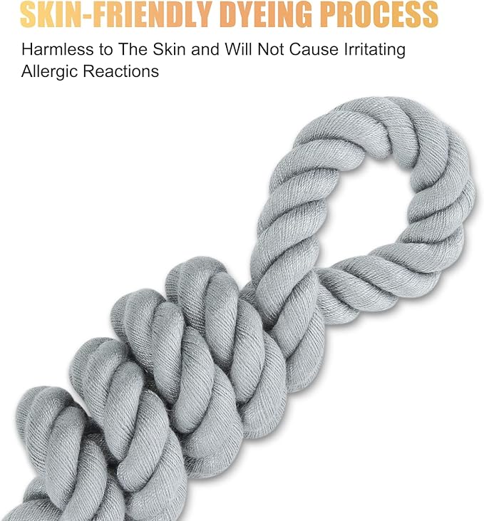 Dog Leash 5 FT Handmade Braided Cotton Rope Leashes for Small Medium and Large Dogs, New Golden Heavy Duty Metal Clasp, Grey
