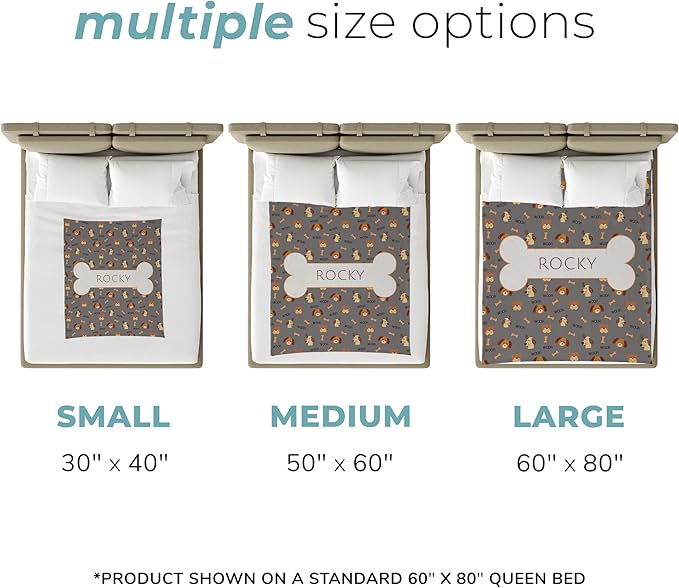 Prints Next Day – Custom 60" x 80" Plush Pet Lightweight Blanket with Name - Gift for Dog or Cat Owners - Personalized Couch Throw - Puppy Patterned - Printed in America