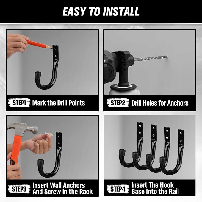 Heavy Duty Garage Storage Hooks, 12-piece Bike Hooks