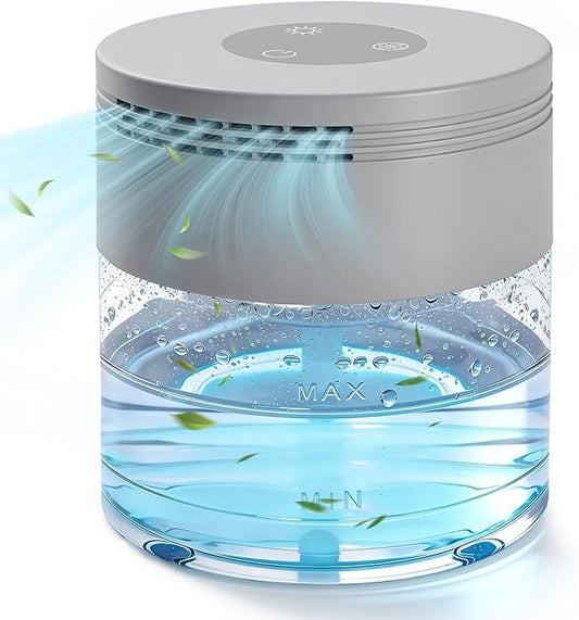 Water Air Purifier, Water Based Air Purifier for Home with 24H Auto Shut-off, 3 Speeds, Air Washer with 8 LED Night Lights, Air Freshener Revitalizer for Bedroom Office Room Pets Smoke