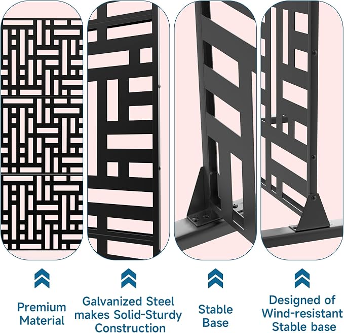 MTART Metal Privacy Screen 72" H x 47.2" Decorative Outdoor Privacy Screen