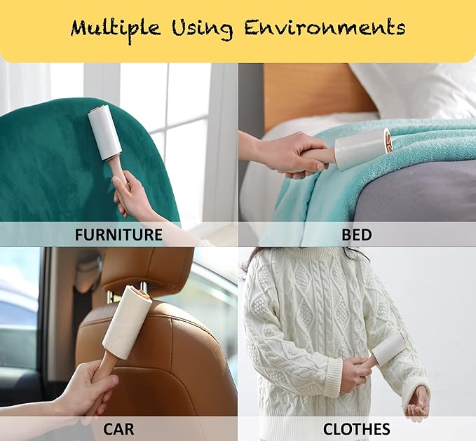 Lint Rollers for Pet Hair Extra Sticky [400 Sheets/2 Handles], Lint Remover Go Beyond Animal Fur, Dust and Other Dirt, Dog & Cat Hair Remover Rollers for Clothes, Furniture, Carpet, Car etc