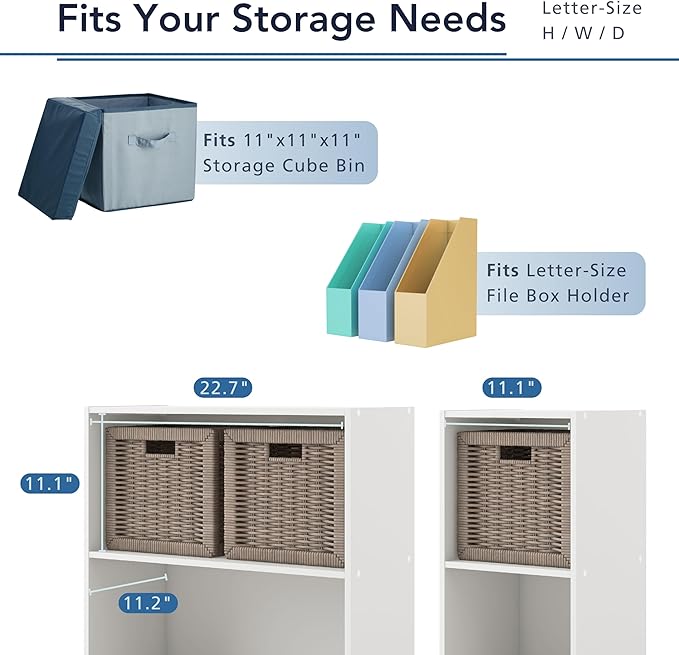 Homes: Inside + Out Apexa 3-Tier Cube Storage Organizer Shelves, Stackable Wood Bookcase Fits Cubby Bins for Organization, Dorm Teen Room Decor & Home Office, Taupe Grey