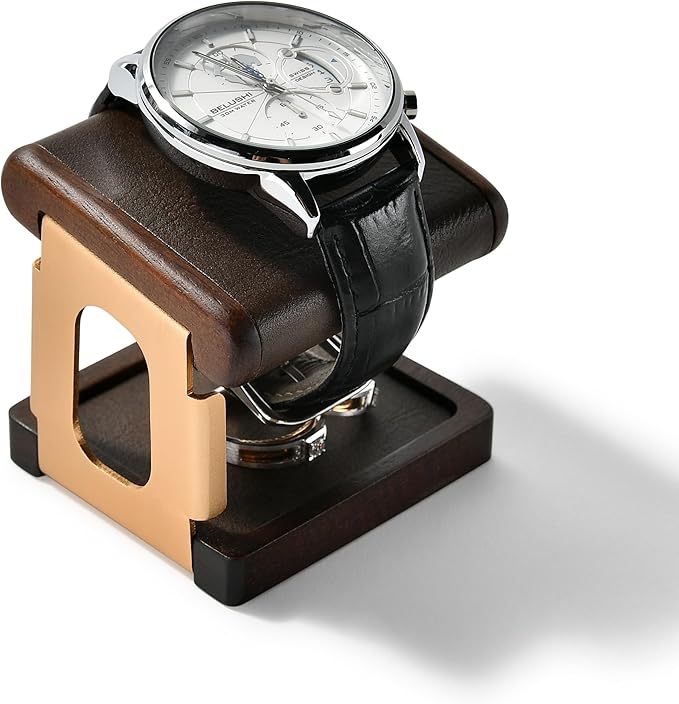 Luxury Acacia Wood Watch Stand & Tray Organizer – Premium Handmade Display for Watches, Rings & Accessories – Modern Minimalist Design, Gift-Ready for Desk or Dresser