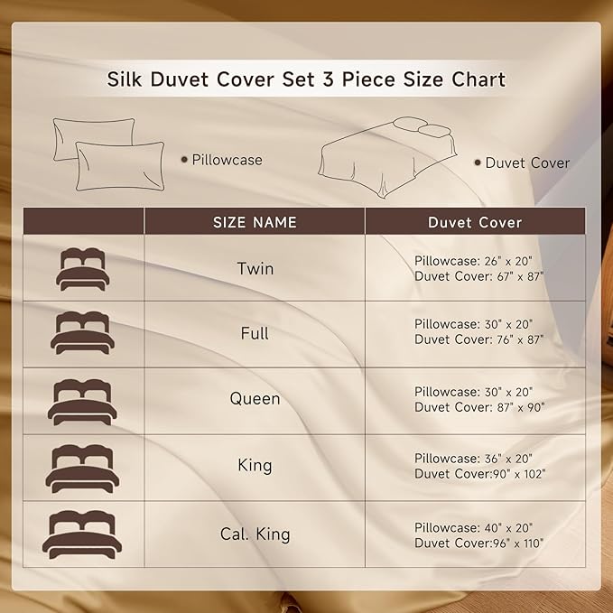 THXSILK 100% Pure Mulberry Silk Duvet Cover Set 3 Piece, 6A+ Grade Luxury Soft Bedding Silk Sheets for Hair and Skin, 1 Pcs Quilt/Comforter Cover with 2 Zippered Pillowcases (Metallic Gold, Queen)