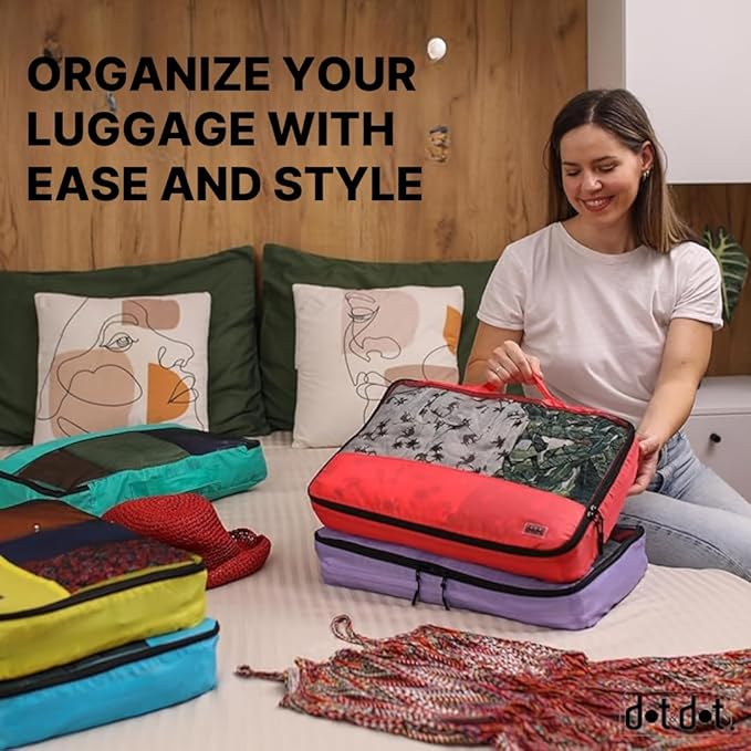 Large Packing Cubes for Suitcases - 5 Pcs Set - Travel Organizer Bags for Carry-On Luggage