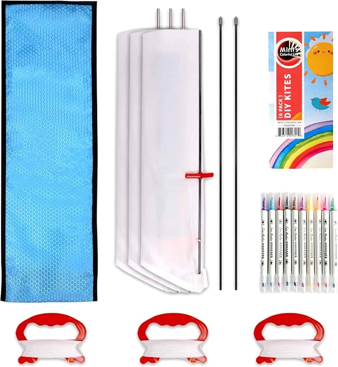 DIY Kites for Kids Kite Making Kit, Decorating Coloring Kite Party Pack | 35"*35" White Diamond Kites Kits Bulk for Boys and Girls