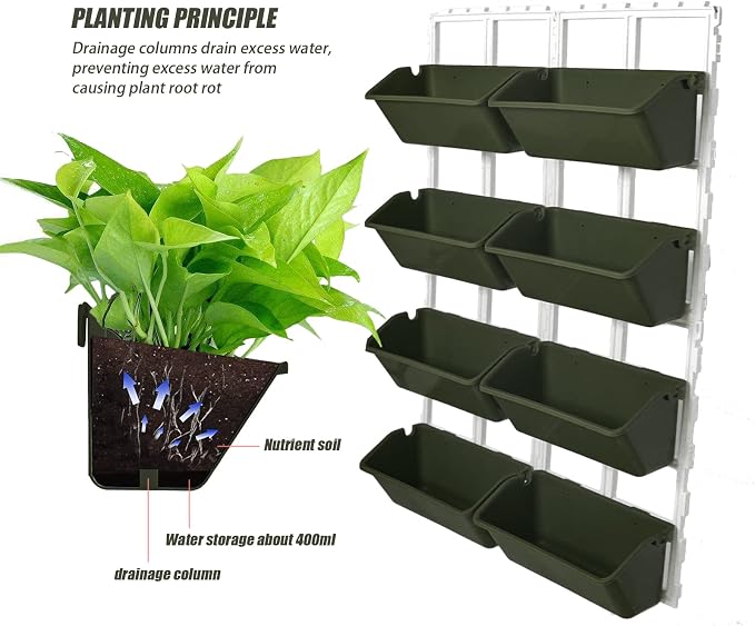 8 Pockets Vertical Garden Wall Planter Raised Beds Hanging Planter Wall Mounted