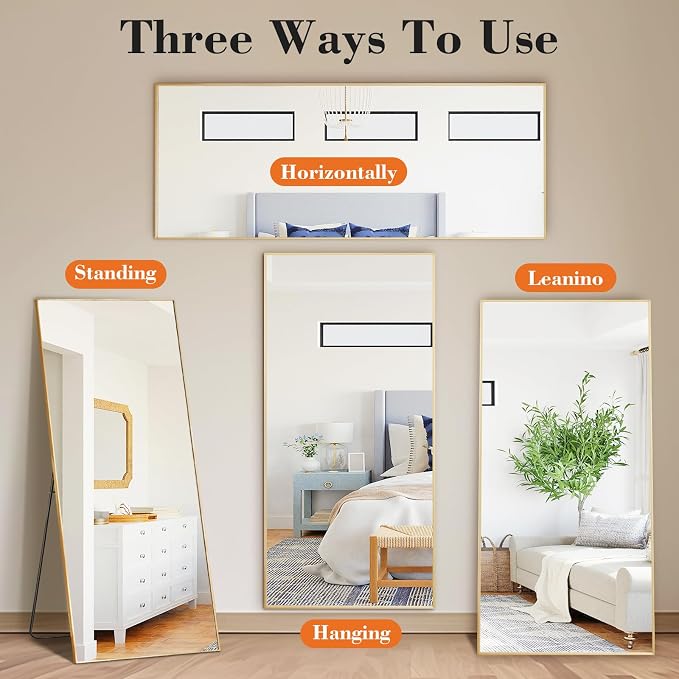 Sweetcrispy 68"x26" Full Length Mirror, Leaning or Standing Full Body Mirror