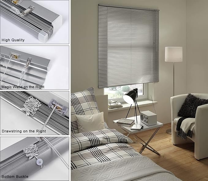 YIIBAII Mini Blinds Suitable for 40" W x 64" H Windows 1" Aluminum Horizontal
