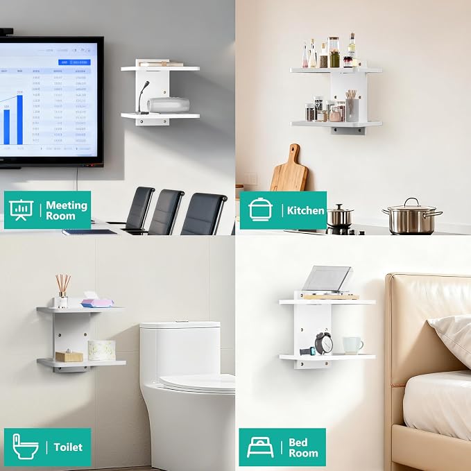 WALI Floating TV Shelf, 2 Tier Projector Shelf