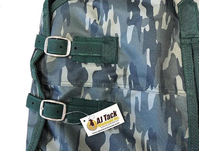 AJ Tack 1200D Waterproof Winter Pony Blanket - 300g Heavyweight Turnout with Fleece Collar, Shoulder Gussets & Tail Flap - Camouflage 60"