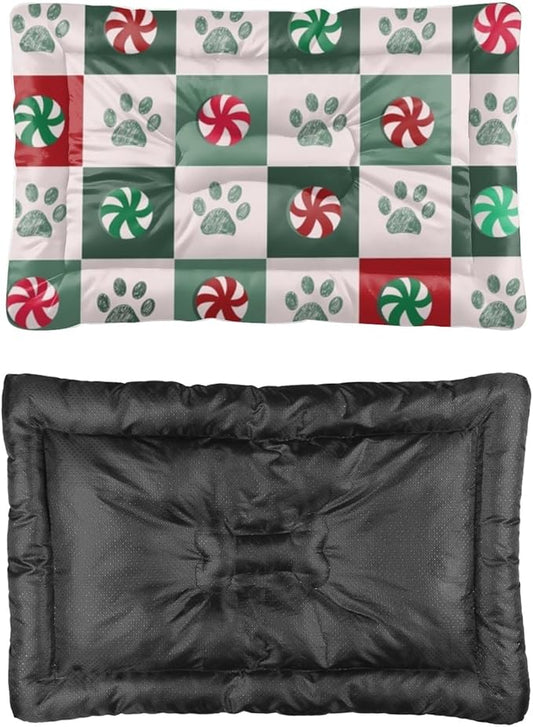 Festive Checker Design Pet Pad Waterproof Pet Bed Dog Crates Mats Cozy House Dog Bed Non- Slip Bottom Friendly Furniture Multi- Scenario Beds Gift Printed Mat 36× 24 Inch