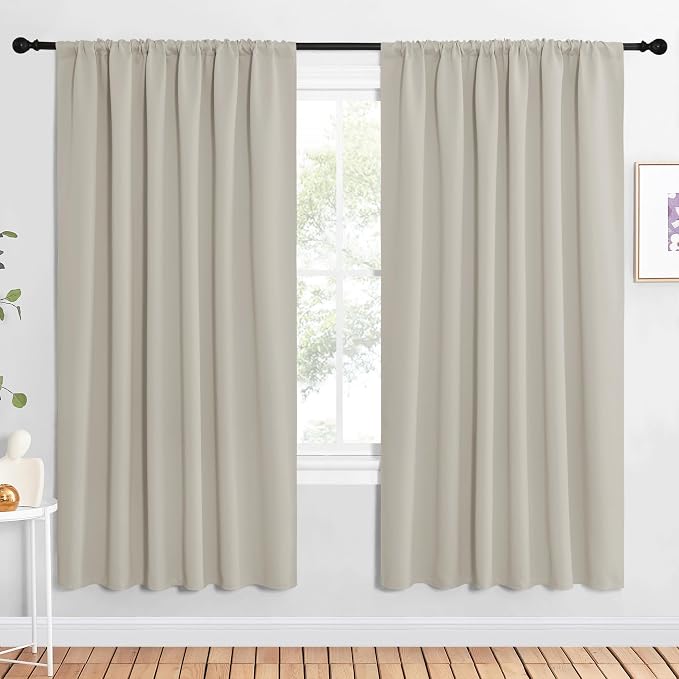 NICETOWN 2 Panels Blackout Curtains, Rod Pocket Window Curtains Room Darkning