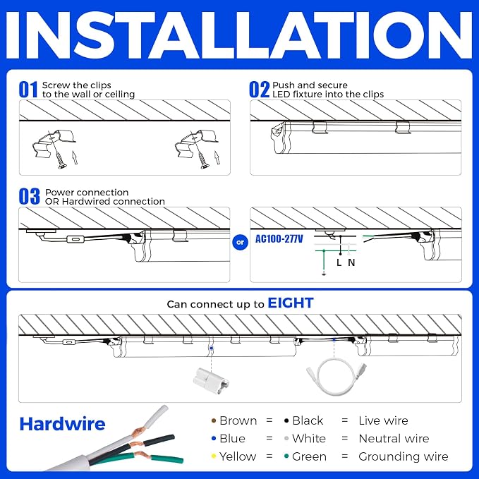 Barrina T5 4FT LED Shop Light, Ceiling Commercial Bay Light