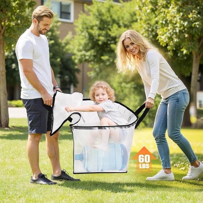 Extra Large Heavy Duty Moving Bags, Storage Bags with Strong Zippers & Handles, Packing Bags for Moving Essentials, Ideal Storage Tote for Home, Dorm & Storage Solutions, 93L, 6 Packs, Clear