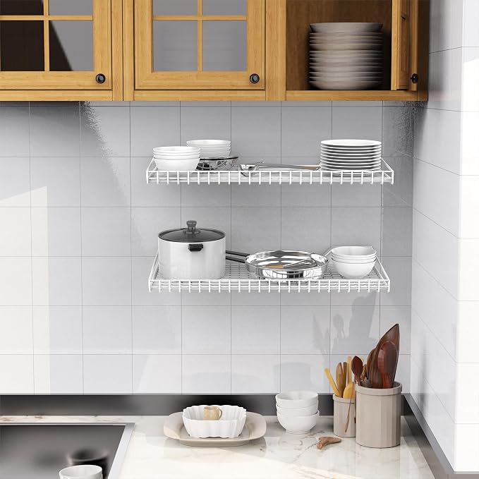 WALMANN 2 Pack Garage Wall Shelf, 23.5" x 12" Wall-Mounted Storage Shelves