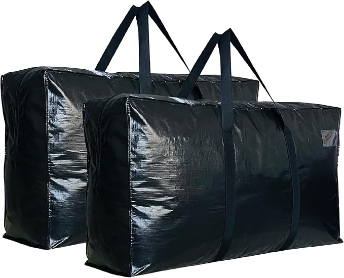 Extra Large Storage Bags, Jumbo Moving Tent Storage Bags, Waterproof Foldable Big Black XL Duffle Bag for Travel, 38x23x11inch - 2PACK