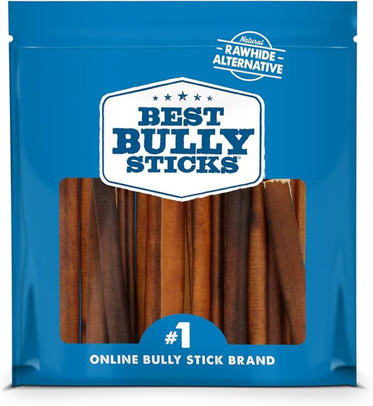 Best Bully Sticks 6 Inch Bully Sticks for Dogs - 18 Count (Pack of 1) - Natural, Easily Digestible, 100% Grass-Fed Beef, Grain and Rawhide Free