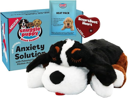 Snuggle Puppy Heartbeat Dog Toy for Puppies, Real-Feel Heartbeat, Calming Sleep Aid and Crate Training Comfort Toy with Heat Pack, Medium Breed Buddies Bernese Mountain Dog