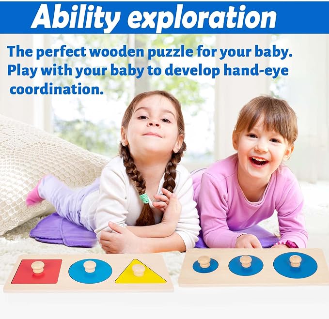 Montessori Shape Puzzle for Toddlers 1-3 - Learning Color & Shape Sorter,Baby Puzzles 12-18 Months with Jumbo Knob,Educational Toys Gifts for Boys and Girls (Multiple Shape Puzzles/Circle Puzzle)
