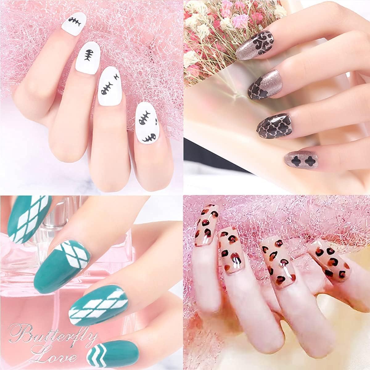 Nail Stencils for Nail Art Reusable,Nail Vinyl Stencils Sticker 144 Pieces 72 Designs,Hollow DIY Manicure Decoration Decals French Tip Nail Guides Supplies（24 Sheets）.