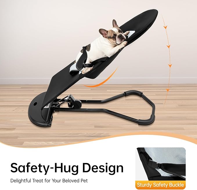 Pet Rocking Chair for Dog, Pet Rocker with 33Lbs Capacity, 3 Height Adjustable Puppy Folding Rocker with Breathable Mesh Fabric, for Small & Medium-Sized Dogs, Cats