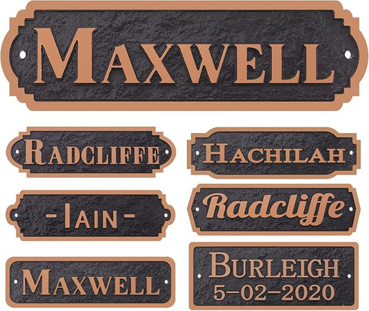 Acrylic Horse Stall Name Plate, 2.4" x 8" Personalized Stall Signs, UV Protected, Custom Pet Name Sign, All Weather Adhesive, Mounting (Antique Copper, Style 5)