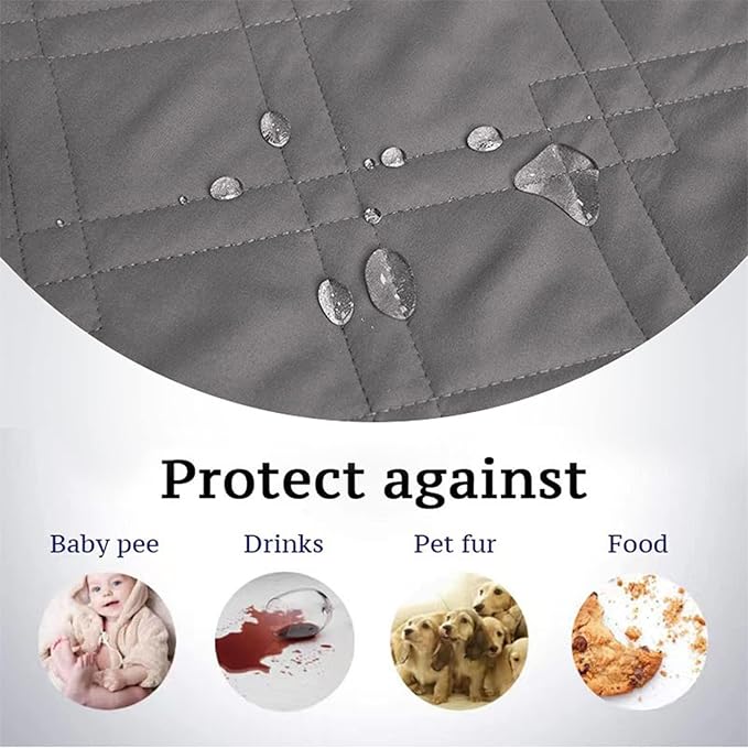 Dog Bed Cover Waterproof Microfiber Quilted Mattress Cover Pet Mat Silicon Non Slip 9 Size Furniture Protectors for Bed Sofa Couch (208 x 259 cm/82 x 102 in,Light Gray)