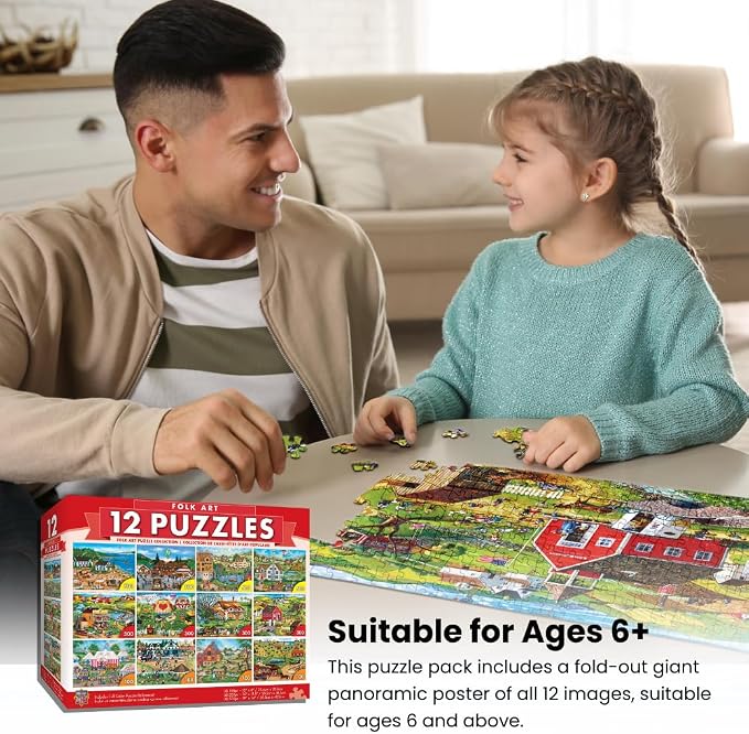MasterPieces - Jigsaw Puzzle 12-Pack Bundle Set, Artist Gallery Collection Series 2 Landscape and Animal Puzzles, Family Fun for Adults and Kids | 12 pack jigsaw puzzles for adults & kids with animal landscape art, bonus posters, matte finish & family ...