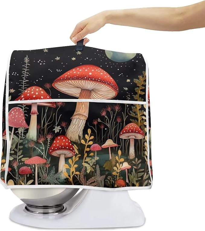 Moon Mushroom Mixer Cover Portable Stand Mixer Protector with Pockets Kitchen Appliance Cover for 4.5-5 Quart Coffee Makers & Juicers
