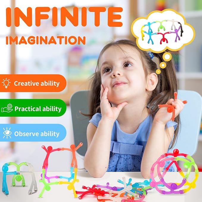 48pcs Magnetic People Figures for Kids 3-8 Travel STEM Fidget Toy | Safe ASTM-certified, Quiet Play for Airplane Car Trips Restaurant, Develops Creativity for Classroom Rewards Stocking Stuffer