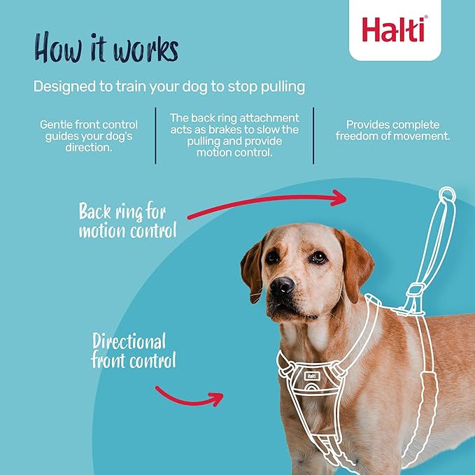 Halti No Pull Harness - Stop Your Dog Pulling on The Leash. Adjustable, Lightweight and Easy to Use. Reflective Dog Training Harness for Medium Dogs (Size M, Cobalt Blue)