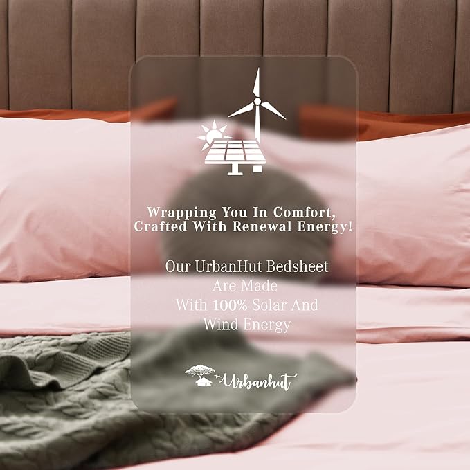 URBANHUT 700 Thread Count King Size Egyptian Cotton Sheets, 4Pc Sheet Set Soft Luxury Bed Sheets for King Size Bed, Sateen Weave Hotel Sheets, 16'' Elasticized Deep Pocket - Blush Pink