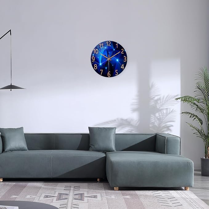Big Wall Clock for Living Room Decor Blue Decorative Wall Clocks Battery