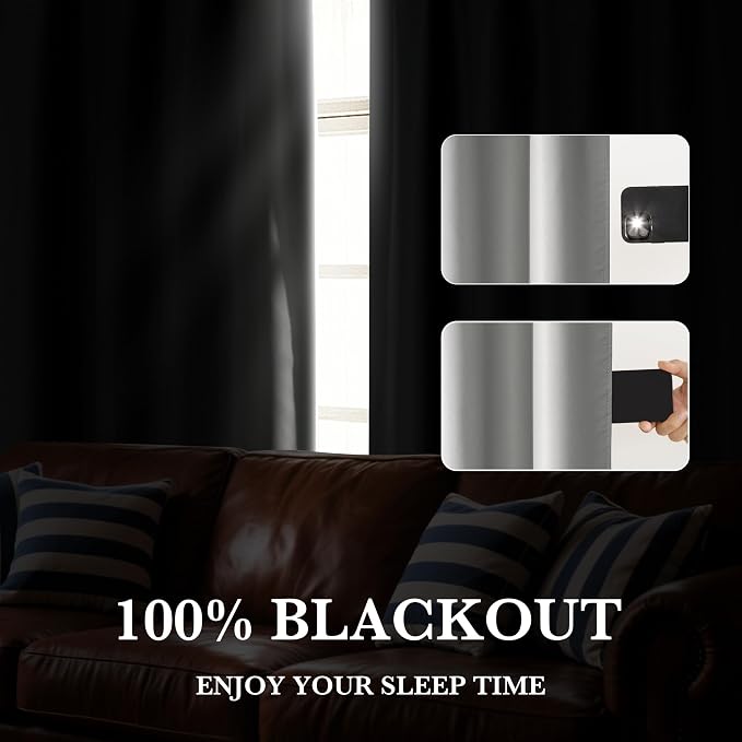 RYB HOME 100% Blackout Short Curtains