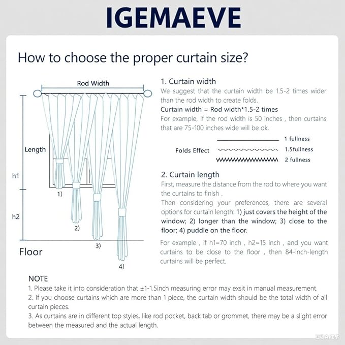 IGEMAEVE Linen Blackout Curtains