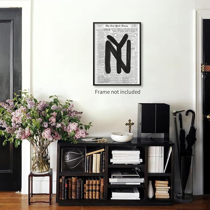 noxozoqm Black and White Newspaper Wall Art Vintage New York City Poster Trendy