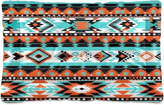 Aztec Navajo Pet Bed Mat for Dog Cat Crate Pad Non-Slip Bottom Design Washable Cushion Padding Pet Sleeping Bed, 24"x18"