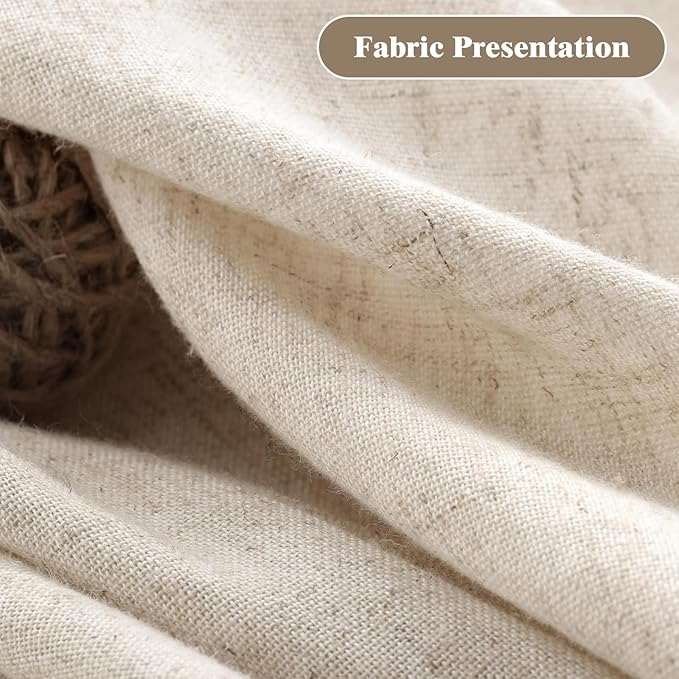 Farmhouse Shower Curtain Linen Beige Button Woven Fabric Country Rustic Western, Pleated Beige Stripe 72" W x 72" L