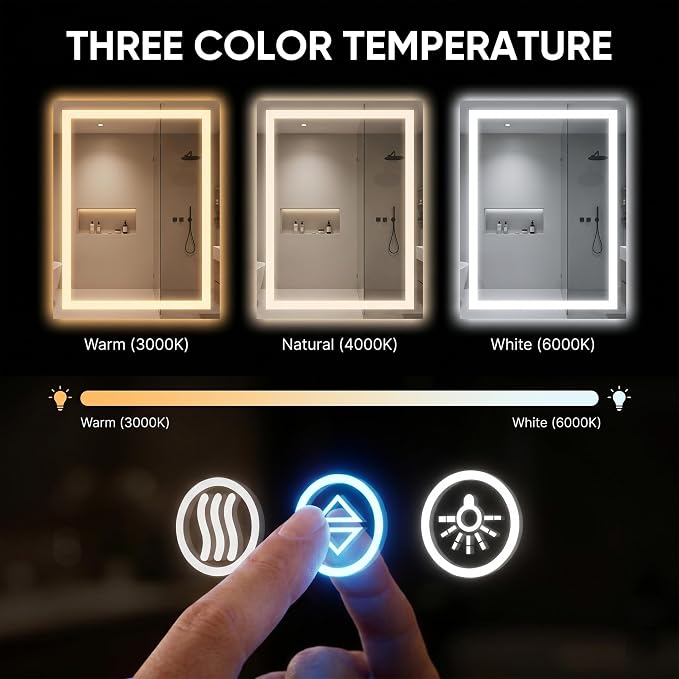 Antok 24"x 36" LED Bathroom Mirror