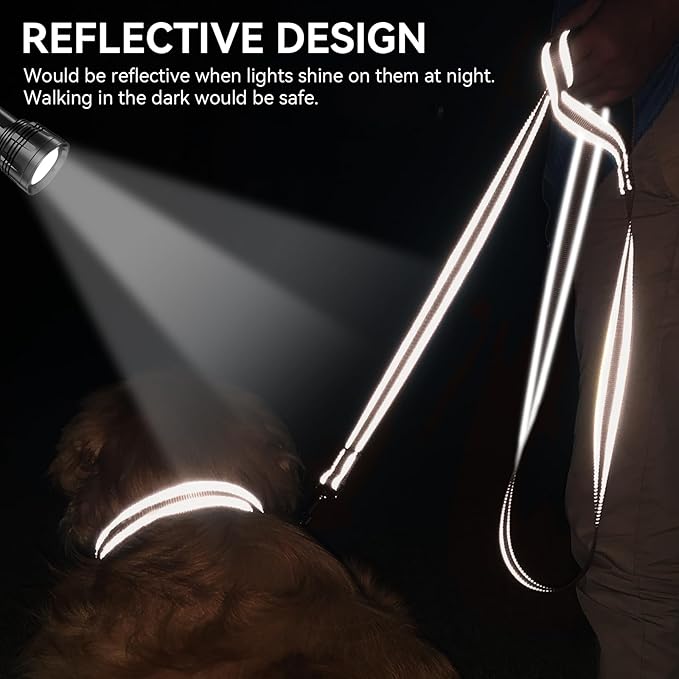 Joytale Double-Sided Reflective Dog Leash, 6 FT/5 FT/4 FT, Padded Handle Nylon Heavy Duty Leashes for Small & Medium Dogs Walking, Brown, 5FT